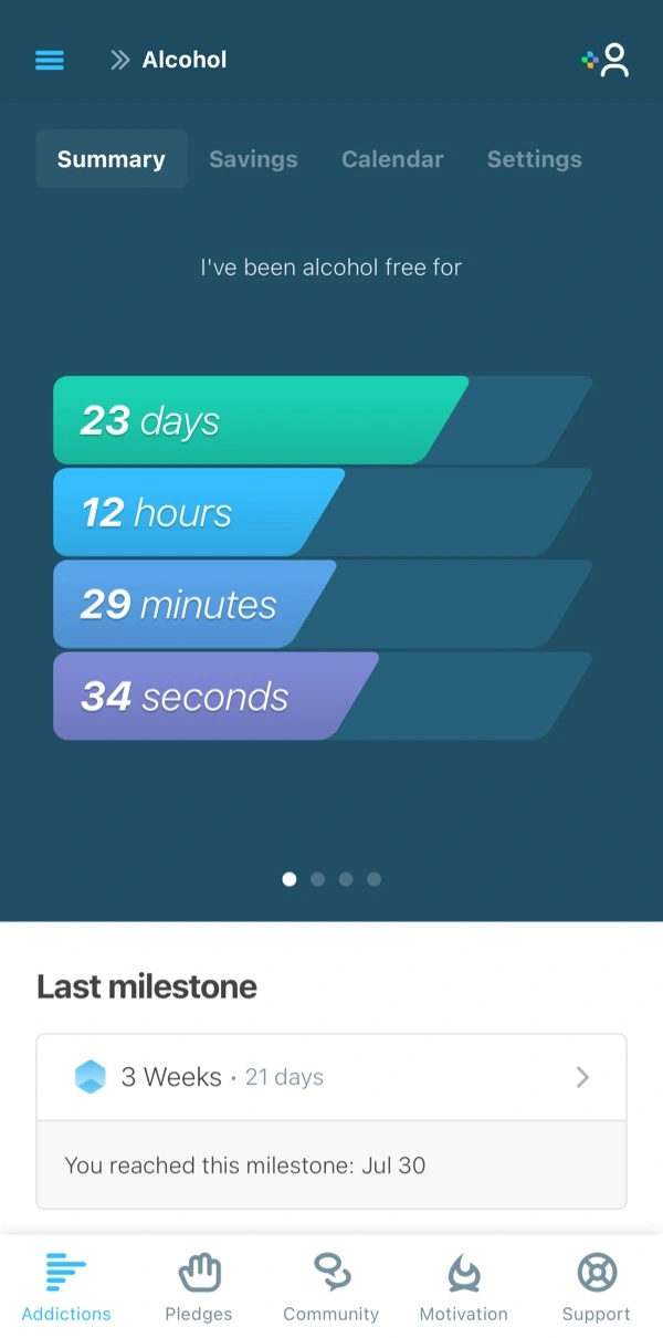 Sobriety tracker showing how long you've been sober from your addiction